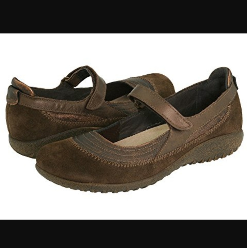 New Naot Kirei Brown Leather Mary Janes